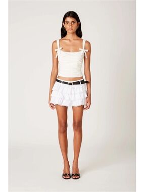 NWT NIA Stan Top Satin Lace-Up Corset Top w/ Bow Detail Size XS
